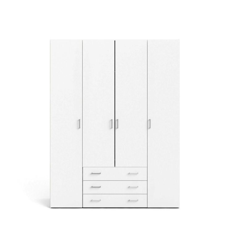 Guardaroba grande Francine, Mobile camera da letto, Cabina armadio portabiti, Armadio appendiabiti, 154x50 h200 cm, Bianco