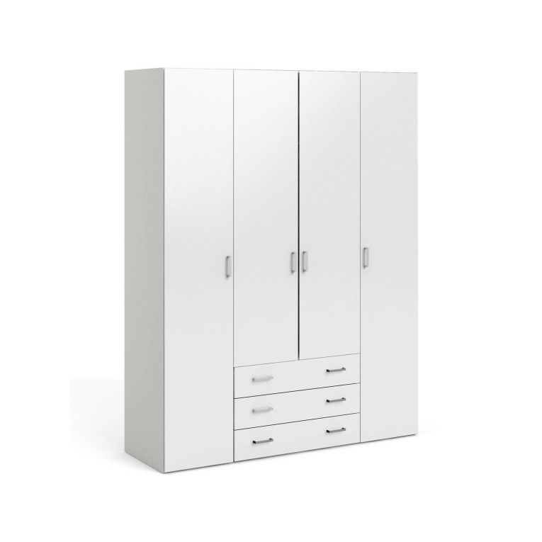 Guardaroba grande Francine, Mobile camera da letto, Cabina armadio portabiti, Armadio appendiabiti, 154x50 h200 cm, Bianco lucido