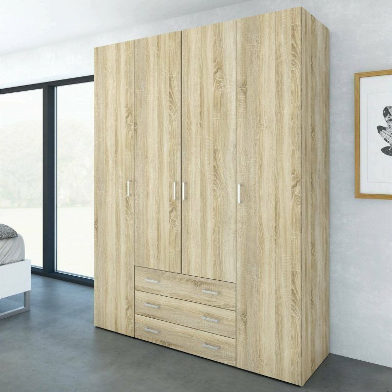 Guardaroba grande Francine, Mobile camera da letto, Cabina armadio portabiti, Armadio appendiabiti, 154x50 h200 cm, Quercia