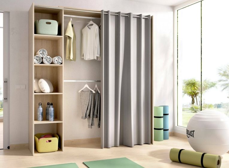 Guardaroba grande Manaslu, Mobile camera da letto, Cabina armadio portabiti, Armadio appendiabiti, 180x50 h205 cm, Rovere