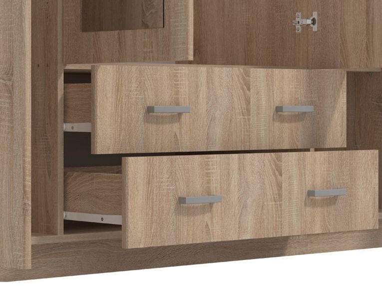 Guardaroba Grande Marrone Noce 9 Ripiani Appendiabiti 160x205h cm, 4 Ante - Miazzina