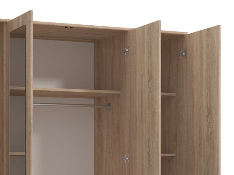 Guardaroba Grande Marrone Noce 9 Ripiani Appendiabiti 160x205h cm, 4 Ante - Miazzina