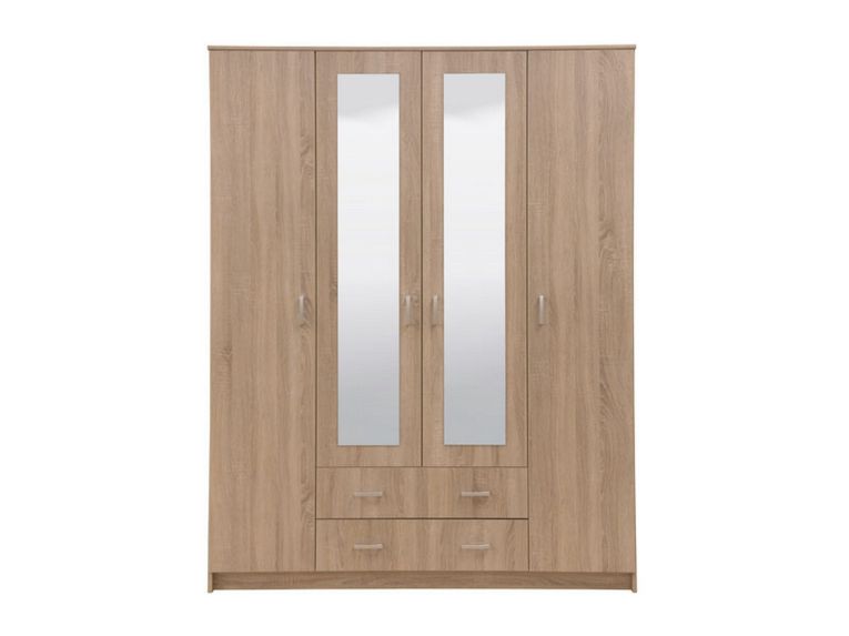 Guardaroba Grande Marrone Noce 9 Ripiani Appendiabiti 160x205h cm, 4 Ante - Miazzina