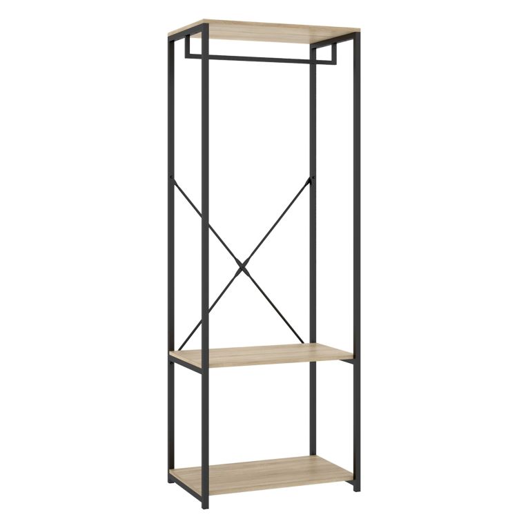 Guardaroba Grande Marrone Rovere Nero 2 Ripiani Appendiabiti 40x167h cm, Cassetti - Cedar