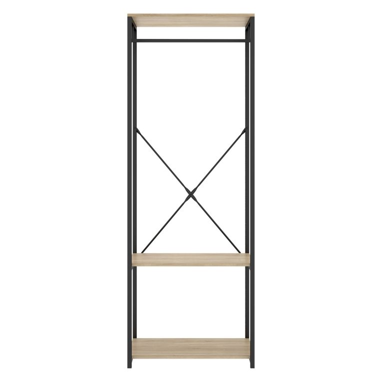 Guardaroba Grande Marrone Rovere Nero 2 Ripiani Appendiabiti 40x167h cm, Cassetti - Cedar