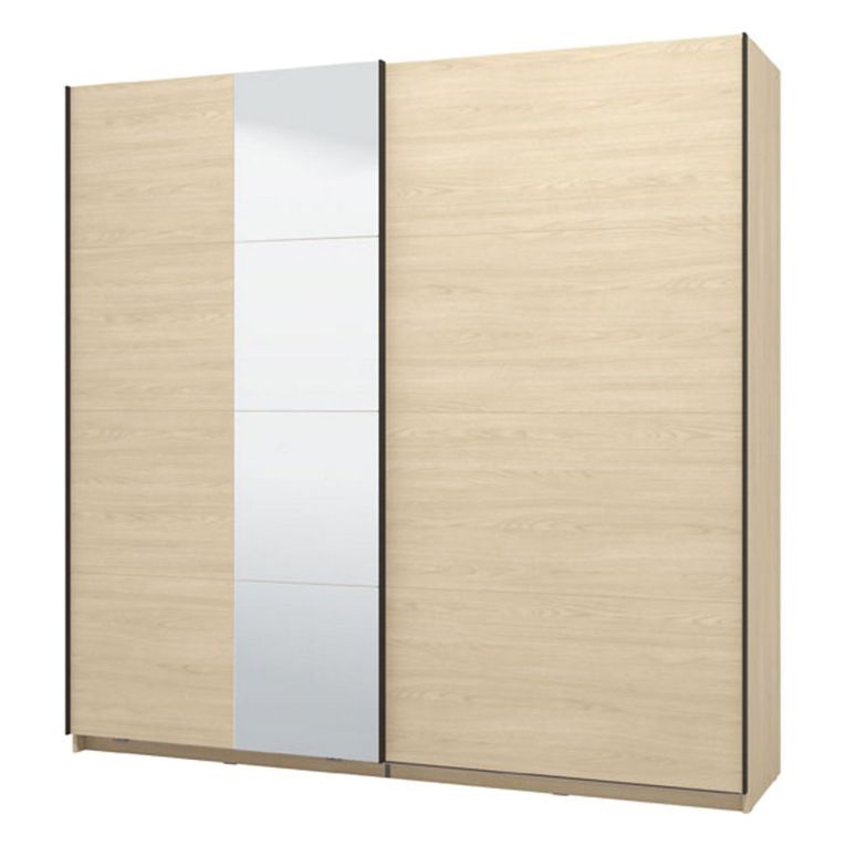 Guardaroba Grande Marrone Rovere Nero Appendiabiti 2 Ripiani 220x217.5h cm, 4 Vani - Palestro