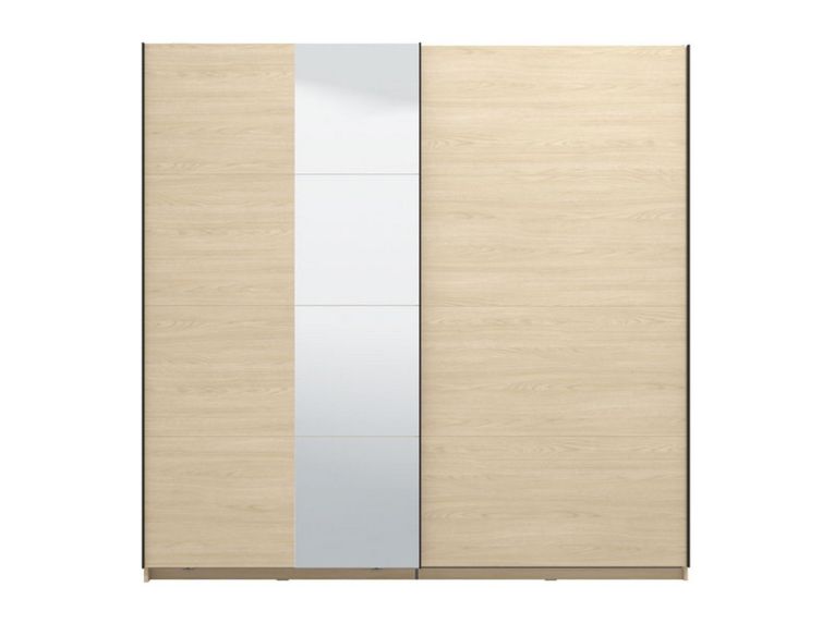 Guardaroba Grande Marrone Rovere Nero Appendiabiti 2 Ripiani 220x217.5h cm, 4 Vani - Palestro