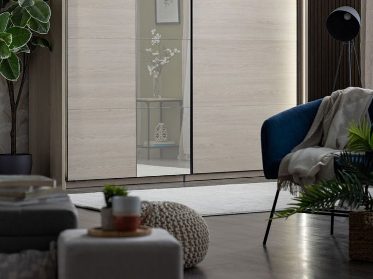 Guardaroba Grande Marrone Rovere Nero Appendiabiti 2 Ripiani 220x217.5h cm, 4 Vani - Palestro