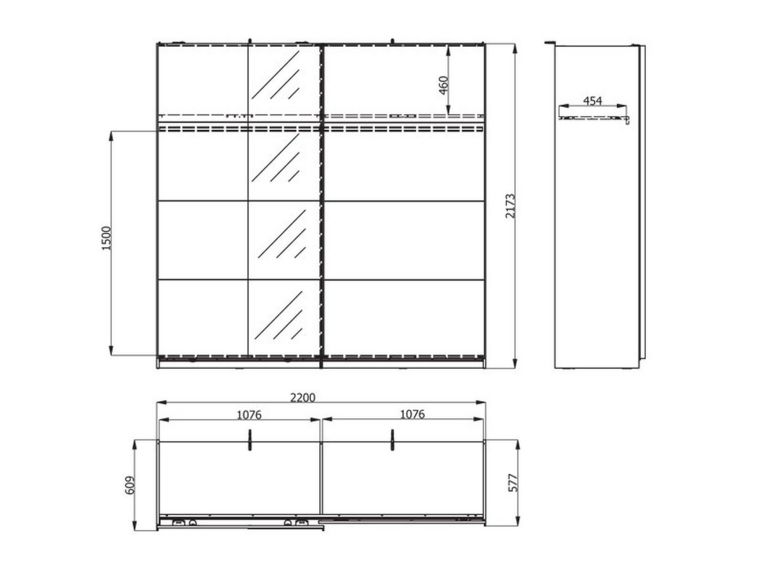Guardaroba Grande Marrone Rovere Nero Appendiabiti 2 Ripiani 220x217.5h cm, 4 Vani - Palestro