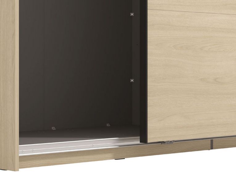 Guardaroba Grande Marrone Rovere Nero Appendiabiti 2 Ripiani 220x217.5h cm, 4 Vani - Palestro