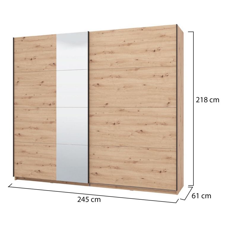 Guardaroba Grande Marrone Rovere Nodi 2 Ripiani Appendiabiti 245x217.5h cm, 2 Ante - Resiutta