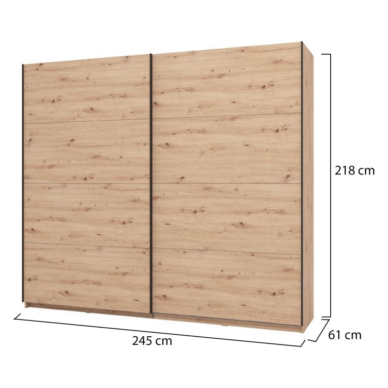 Guardaroba Grande Marrone Rovere Nodi 2 Ripiani Appendiabiti 245x217.5h cm, 2 Ante - Salemi
