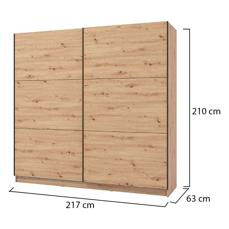 Guardaroba Grande Marrone Rovere Nodi 8 Ripiani Appendiabiti 217x210h cm, 2 Ante - Piateda