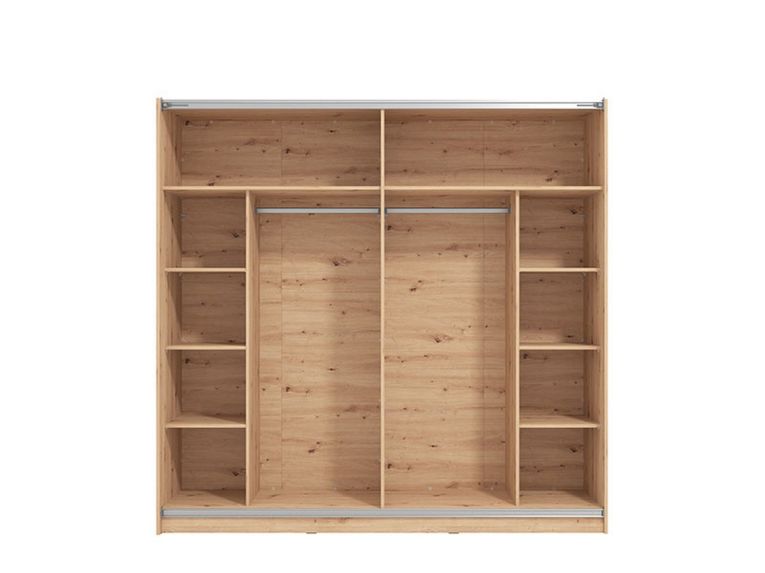 Guardaroba Grande Marrone Rovere Nodi 8 Ripiani Appendiabiti 217x210h cm, 2 Ante - Piateda