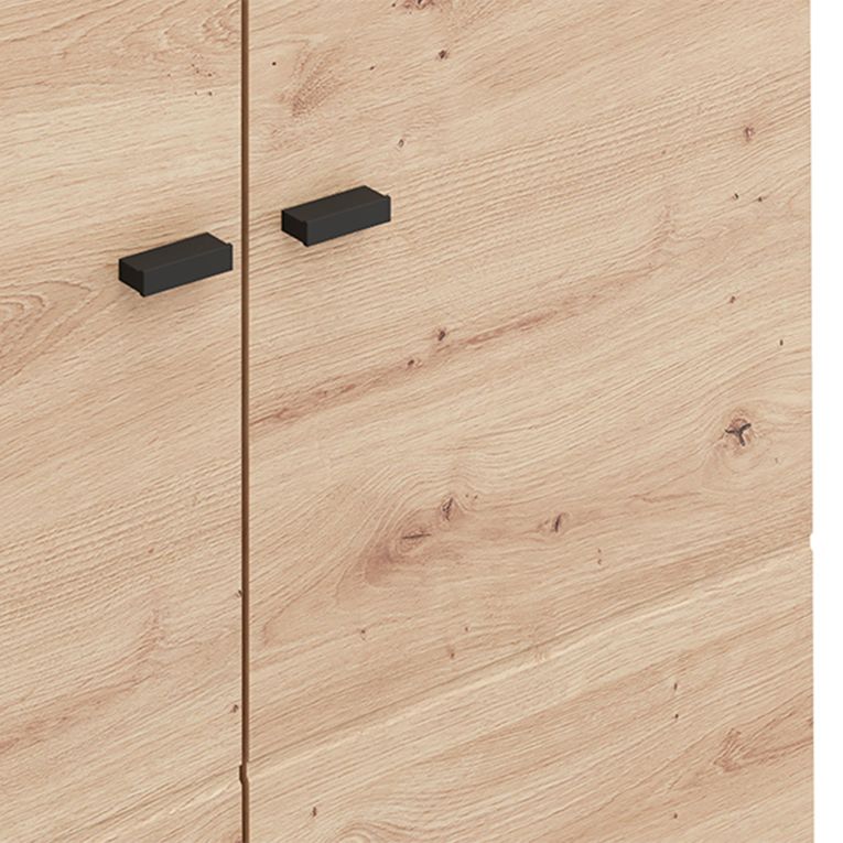 Guardaroba Grande Marrone Rovere Nodi Bianco 2 Ripiani 2 Cassetti 155x208h cm, Appendiabiti - Spigno