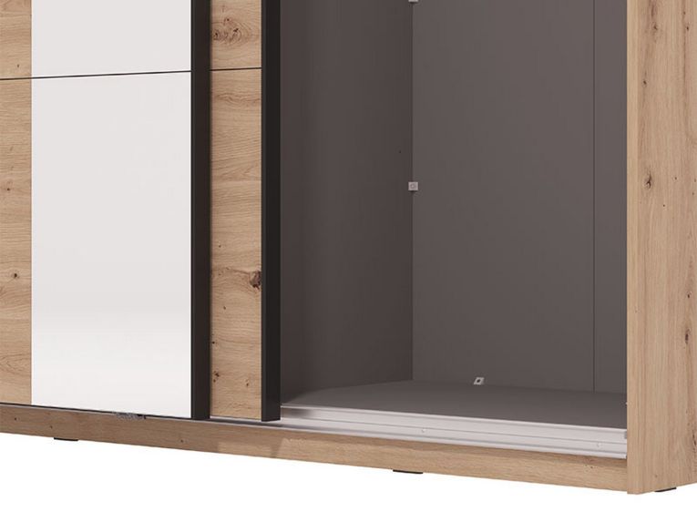 Guardaroba Grande Marrone Rovere Nodi Nero Appendiabiti 2 Ripiani 145.5x217.5h cm, Apertura Scorrevole - Pasturo