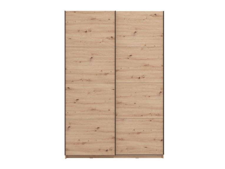 Guardaroba Grande Marrone Rovere Nodi Nero Appendiabiti 2 Ripiani 145.5x217.5h cm, Apertura Scorrevole - Tredozio
