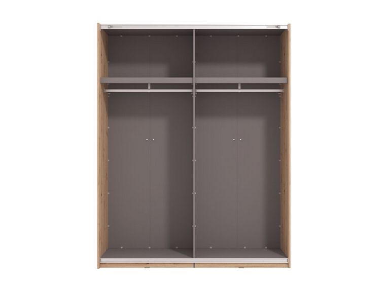 Guardaroba Grande Marrone Rovere Nodi Nero Appendiabiti 2 Ripiani 145.5x217.5h cm, Apertura Scorrevole - Vialone