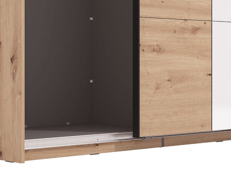 Guardaroba Grande Marrone Rovere Nodi Nero Appendiabiti 2 Ripiani 145.5x217.5h cm, Apertura Scorrevole - Vialone