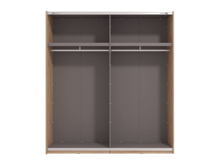 Guardaroba Grande Marrone Rovere Nodi Nero Appendiabiti 2 Ripiani 195x217.5h cm, Apertura Scorrevole - Cariano