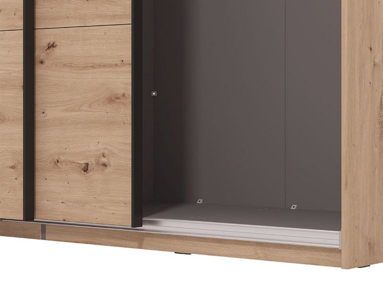 Guardaroba Grande Marrone Rovere Nodi Nero Appendiabiti 2 Ripiani 195x217.5h cm, Apertura Scorrevole - Cariano