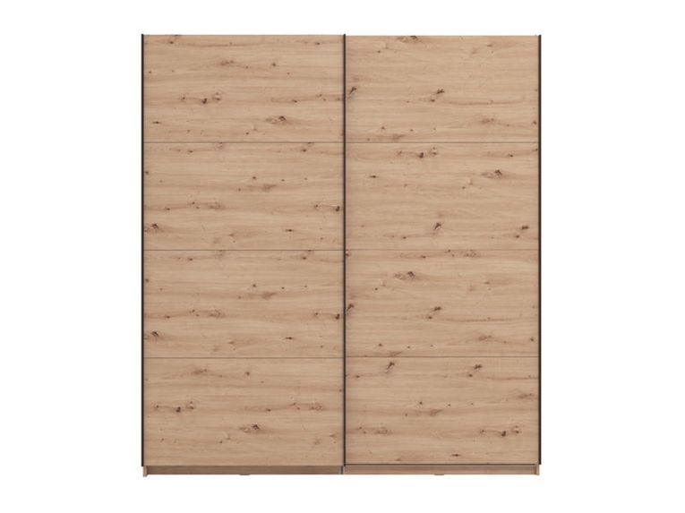 Guardaroba Grande Marrone Rovere Nodi Nero Appendiabiti 2 Ripiani 195x217.5h cm, Apertura Scorrevole - Cariano