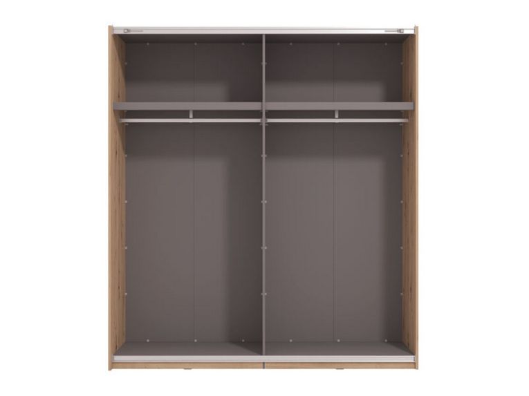 Guardaroba Grande Marrone Rovere Nodi Nero Appendiabiti 2 Ripiani 195x217.5h cm, Apertura Scorrevole - Porlezza