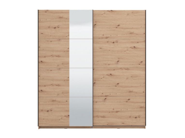 Guardaroba Grande Marrone Rovere Nodi Nero Appendiabiti 2 Ripiani 195x217.5h cm, Apertura Scorrevole - Porlezza
