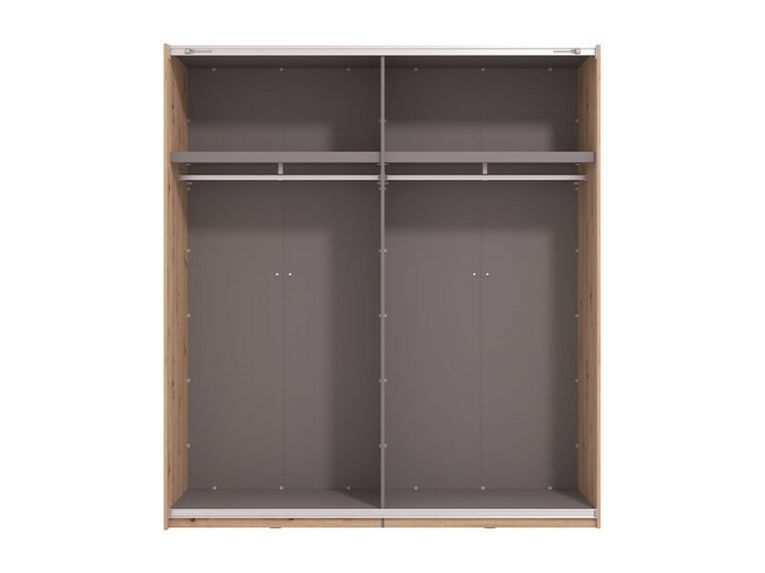 Guardaroba Grande Marrone Rovere Nodi Nero Appendiabiti 2 Ripiani 195x217.5h cm, Apertura Scorrevole - Siri