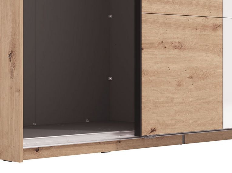 Guardaroba Grande Marrone Rovere Nodi Nero Appendiabiti 2 Ripiani 195x217.5h cm, Apertura Scorrevole - Siri