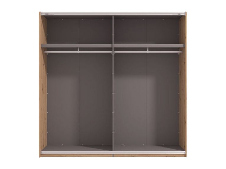 Guardaroba Grande Marrone Rovere Nodi Nero Appendiabiti 2 Ripiani 220x217.5h cm, 4 Vani - Nucetto