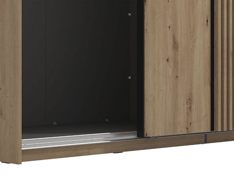 Guardaroba Grande Marrone Rovere Nodi Nero Appendiabiti 2 Ripiani 220x217.5h cm, 4 Vani - Nucetto