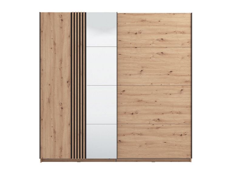 Guardaroba Grande Marrone Rovere Nodi Nero Appendiabiti 2 Ripiani 220x217.5h cm, 4 Vani - Nucetto