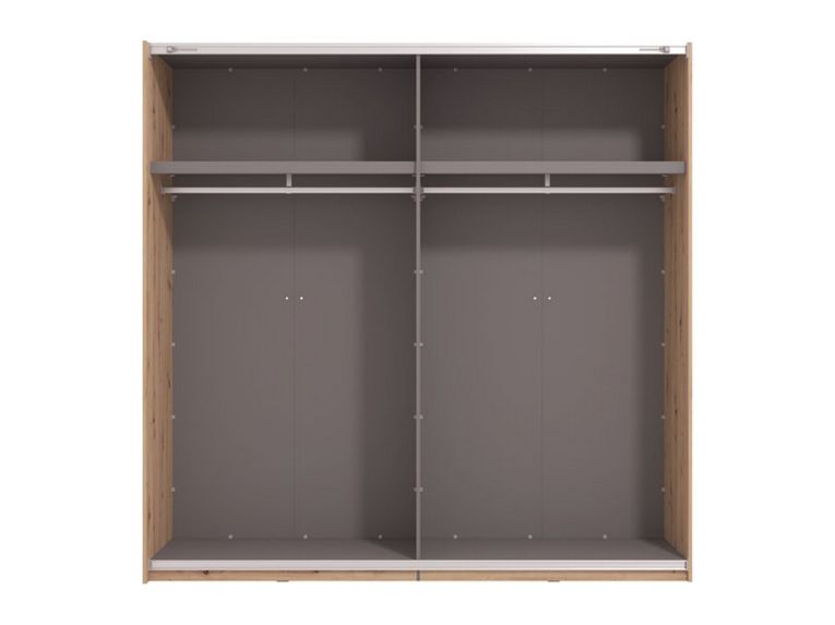 Guardaroba Grande Marrone Rovere Nodi Nero Appendiabiti 2 Ripiani 220x217.5h cm, Apertura Scorrevole - Spartano