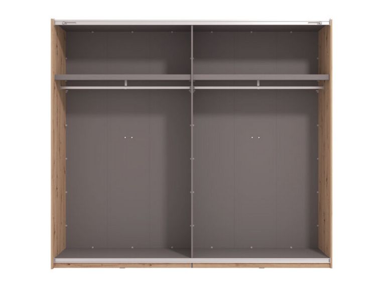 Guardaroba Grande Marrone Rovere Nodi Nero Appendiabiti 2 Ripiani 245x217.5h cm, Apertura Scorrevole - Peio