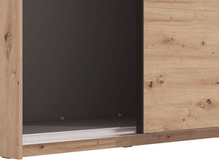 Guardaroba Grande Marrone Rovere Nodi Nero Appendiabiti 2 Ripiani 245x217.5h cm, Apertura Scorrevole - Peio