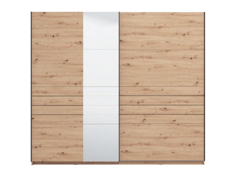 Guardaroba Grande Marrone Rovere Nodi Nero Appendiabiti 2 Ripiani 245x217.5h cm, Apertura Scorrevole - Peio