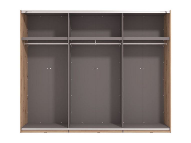 Guardaroba Grande Marrone Rovere Nodi Nero Appendiabiti 2 Ripiani 267x217h cm, Apertura Scorrevole - Tures