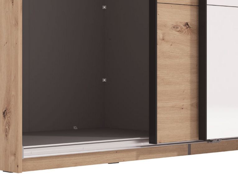 Guardaroba Grande Marrone Rovere Nodi Nero Appendiabiti 2 Ripiani 267x217h cm, Apertura Scorrevole - Tures
