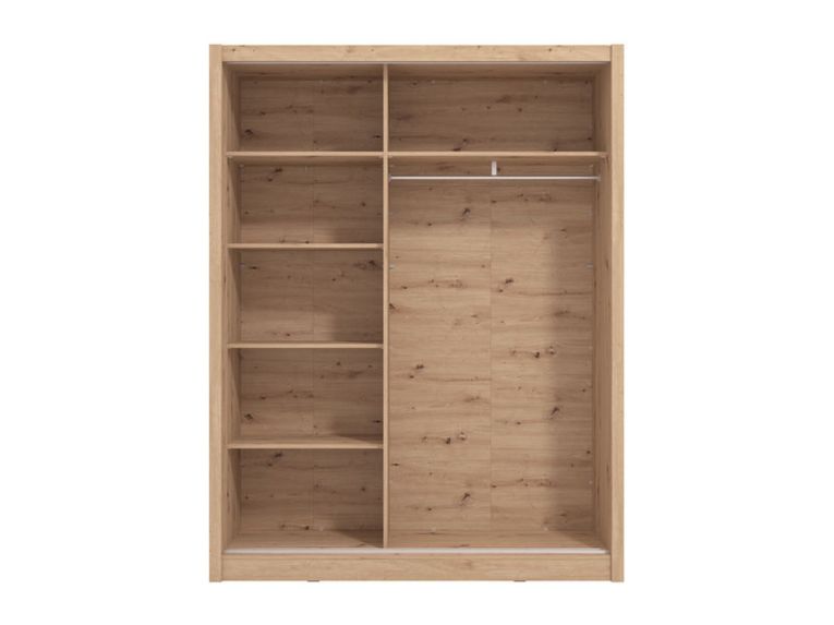 Guardaroba Grande Marrone Rovere Nodi Nero Appendiabiti 5 Ripiani 166x215.5h cm, Apertura Scorrevole - Faedis