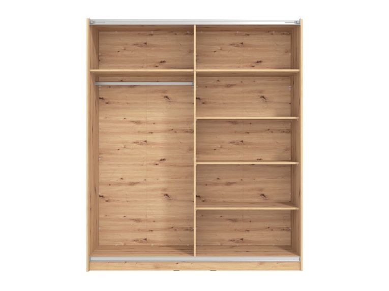 Guardaroba Grande Marrone Rovere Nodi Nero Appendiabiti 5 Ripiani 179x210h cm, Apertura Scorrevole - Cerchio