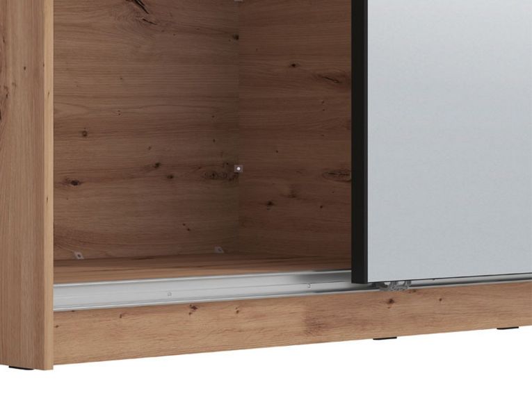 Guardaroba Grande Marrone Rovere Nodi Nero Appendiabiti 5 Ripiani 179x210h cm, Apertura Scorrevole - Verzino