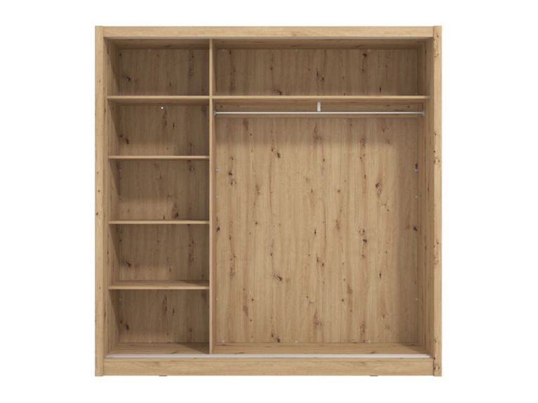 Guardaroba Grande Marrone Rovere Nodi Nero Appendiabiti 5 Ripiani 213x215.5h cm, Apertura Scorrevole - Dugnano