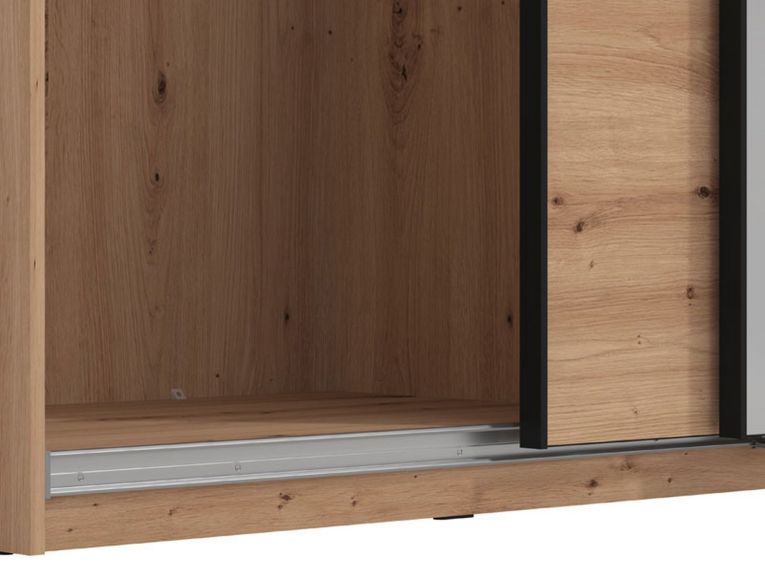 Guardaroba Grande Marrone Rovere Nodi Nero Appendiabiti 6 Ripiani 262.5x224h cm, Apertura Scorrevole - Lavenone
