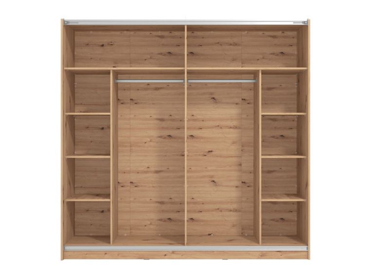 Guardaroba Grande Marrone Rovere Nodi Nero Appendiabiti 8 Ripiani 217x210h cm, Apertura Scorrevole - Gandino