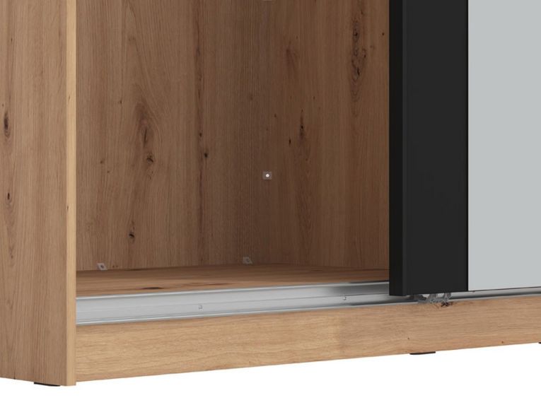 Guardaroba Grande Marrone Rovere Nodi Nero Appendiabiti 8 Ripiani 217x210h cm, Apertura Scorrevole - Gandino