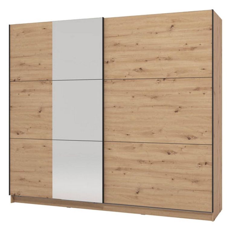 Guardaroba Grande Marrone Rovere Nodi Trasparente Appendiabiti 8 Ripiani 236.5x210h cm, Apertura Scorrevole - Sorgono
