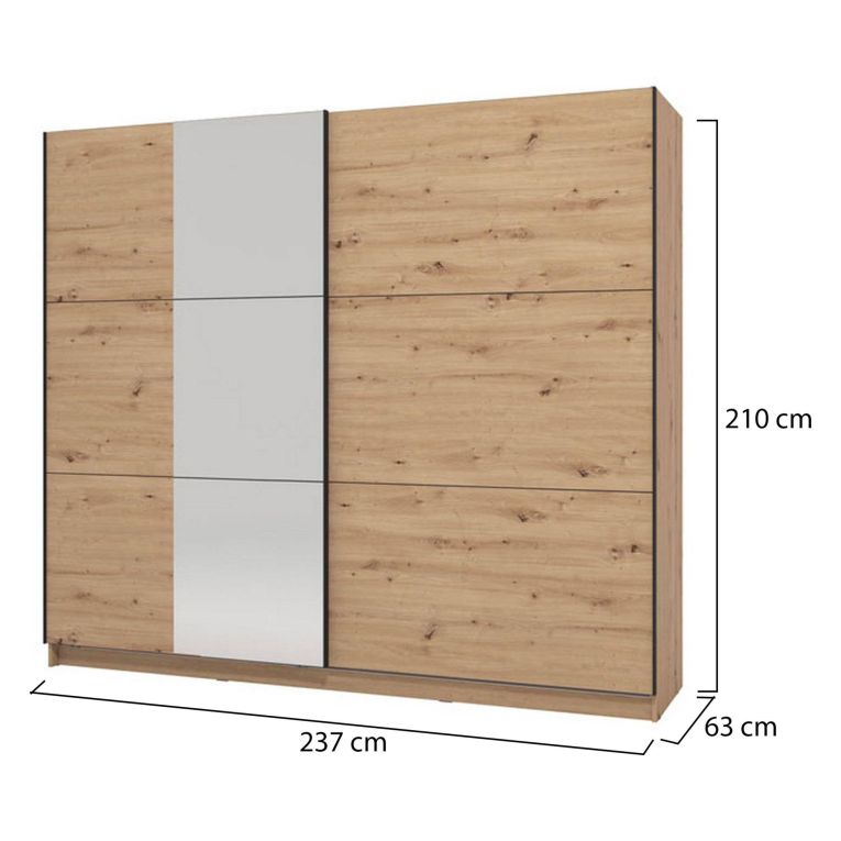 Guardaroba Grande Marrone Rovere Nodi Trasparente Appendiabiti 8 Ripiani 236.5x210h cm, Apertura Scorrevole - Sorgono
