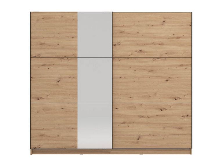 Guardaroba Grande Marrone Rovere Nodi Trasparente Appendiabiti 8 Ripiani 236.5x210h cm, Apertura Scorrevole - Sorgono