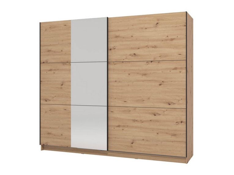 Guardaroba Grande Marrone Rovere Nodi Trasparente Appendiabiti 8 Ripiani 236.5x210h cm, Apertura Scorrevole - Sorgono